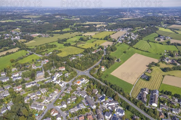 Aerial view, Planned construction area between Eichholzstraße and Ellinghauser Weg in the Silschede district of Gevelsberg, Ruhr area, North Rhine-Westphalia, Germany, construction area, building site, building plots, DE, Europe, Gevelsberg, aerial view, aerial photography, aerial photography, overview, bird's-eye view, meadows and fields, birds-eyes view, overview