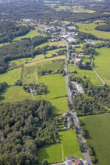 Aerial view, Schwelmer Straße Bundesstraße 234 in the district Hiddinghausen in Sprockhövel, Ruhr area, North Rhine-Westphalia, Germany, DE, Europe, aerial view, aerial photography, aerial photography, Sprockhövel, overview, bird's-eye view, overview