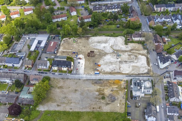 Aerial view, demolition furniture store Tacke, Bramsfeld, mosque Türkisch-Islamischer KulturVerein e.V., Wielandstraße, Butendorf, Gladbeck, Ruhr area, North Rhine-Westphalia, Germany, demolition work, place of worship, building site, construction site, DE, Europe, religious community, place of worship, church, parish, denomination, aerial photograph, aerial photography, aerial photography, mosque, furniture paradise, religion, overview, bird's eye view, birds-eyes view, overview