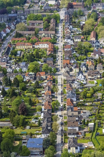 Aerial view, residential area Erlenstraße in Zweckel, Gladbeck, Ruhr area, North Rhine-Westphalia, Germany, DE, Europe, property tax, real estate, aerial view, aerial photography, aerial photography, overview, bird's-eye view, residential complex, living and living, residential area, residential buildings, residential quality, residential neighbourhood, birds-eyes view, overview