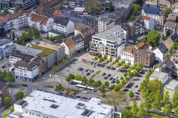 Aerial view, market place Gladbeck, Ruhr area, North Rhine-Westphalia, Germany, DE, Europe, Gladbeck, aerial view, aerial photography, aerial photography, market place, market street, overview, bird's eye view, birds-eyes view, overview