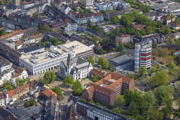 Aerial view, City Hall Gladbeck, Sparkasse Tower, Hoch10 office building, Viktoria-Quartier, city centre view, Gladbeck, Ruhr area, North Rhine-Westphalia, Germany, Old City Hall, authority, City, DE, shopping centre, shopping markets, shopping square, shopping centre, Europe, finance, commercial buildings, high-rise building, city centre, aerial view, aerial photography, aerial photography, local supply centre, new town hall, North Rhine-Westphalia, town hall, shopping, shopping centre, city centre, overview, ViktoriaQuartier, bird's-eye view, Willy-Brandt-Platz, birds-eyes view, overview