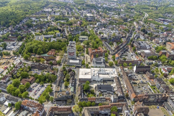 Aerial view, City Hall Gladbeck, Sparkasse Tower, Hoch10 office building, Viktoria-Quartier, city centre view, Gladbeck, Ruhr area, North Rhine-Westphalia, Germany, Old City Hall, authority, City, DE, shopping centre, shopping markets, shopping square, shopping centre, Europe, finance, commercial buildings, high-rise building, city centre, aerial view, aerial photography, aerial photography, local supply centre, new town hall, North Rhine-Westphalia, town hall, shopping, shopping centre, city centre, overview, ViktoriaQuartier, bird's-eye view, Willy-Brandt-Platz, birds-eyes view, overview