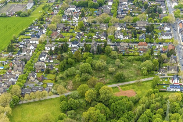 Aerial view, potential new development area at Johowstraße, Rentfort, Gladbeck, Ruhr area, North Rhine-Westphalia, Germany, DE, Europe, aerial view, aerial photography, aerial photography, overview, bird's-eye view, forest area, birds-eyes view, planned new development area, overview