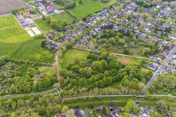 Aerial view, potential new development area at Johowstraße, Rentfort, Gladbeck, Ruhr area, North Rhine-Westphalia, Germany, DE, Europe, aerial view, aerial photography, aerial photography, overview, bird's-eye view, forest area, birds-eyes view, planned new development area, overview