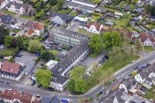 Aerial view, commercial centre Händelstraße, Zweckel, Gladbeck, Ruhr area, North Rhine-Westphalia, Germany, DE, Europe, commercial enterprises, commercial area, commercial location, commercial use, aerial photograph, aerial photography, aerial photography, overview, bird's-eye view, overview
