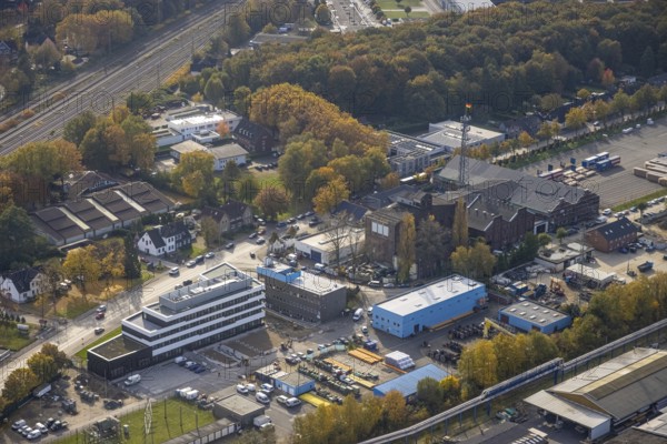 Aerial view, new construction of the administration building ELE Verteilnetz GmbH in Gladbeck, Ruhr area, North Rhine-Westphalia, Germany, DE, energy supplier, energy industry, Europe, Gladbeck, aerial photograph, aerial photography, aerial photography, electricity supply company, overview, bird's-eye view, birds-eyes view, overview