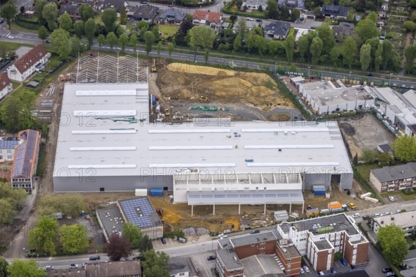Aerial view, construction site for DIY store with garden centre at Krusenkamp on former sports field, Zweckel, Gladbeck, Ruhr area, North Rhine-Westphalia, Germany, DE, Europe, aerial view, aerial photography, aerial photography, overview, bird's-eye view, overview