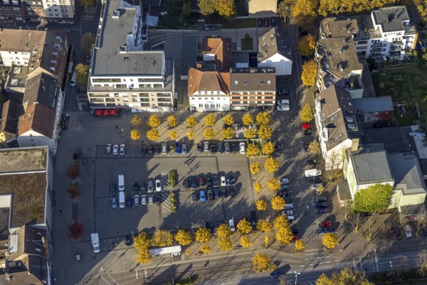 Aerial view, market place in Gladbeck, Ruhr area, North Rhine-Westphalia, Germany, DE, Europe, Gladbeck, aerial view, aerial photography, aerial photography, car park, overview, bird's-eye view, overview