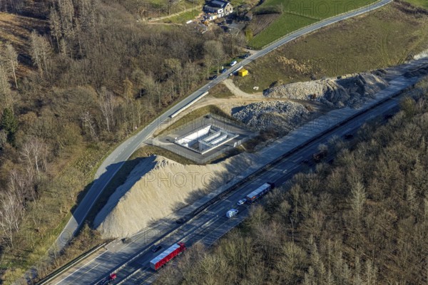 Aerial view, construction site at the Kattenohl viaduct, motorway A45, Eilpe, Hagen, Ruhr area, North Rhine-Westphalia, Germany, construction work, construction area, construction site, construction project, construction site, DE, Europe, aerial view, aerial photography, aerial photography, overview, bird's-eye view, overview
