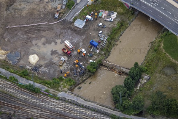 Aerial photo, flood, floods, Altenhagen, Hagen, Ruhr area, North Rhine-Westphalia, Germany, DE, Europe, birds-eyes view, aerial photography, aerial photography, overview, overview, bird's eye view