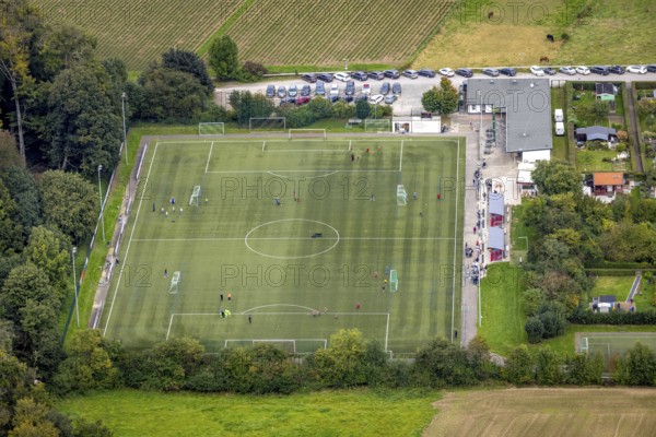 Aerial view, sports field SC Berchum / Garenfeld in the district Boele in Hagen, Ruhr area, North Rhine-Westphalia, Germany, DE, Europe, football field, football club, Hagen, aerial view, aerial photography, aerial photography, sports, sports facilities, sports field, sports facility, overview, bird's-eye view, overview