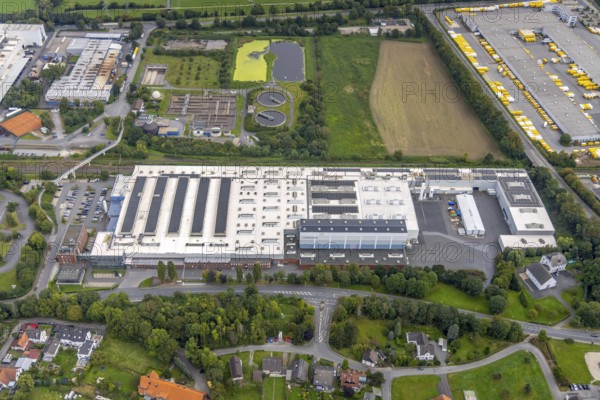 Aerial view, factory premises CD Wälzholz in the industrial area Lennetal in the district Boele in Hagen, Ruhr area, North Rhine-Westphalia, Germany, DE, Europe, commercial enterprises, commercial area, commercial park, commercial location, commercial use, Hagen, industrial area, industrial building, industrial location, aerial photograph, aerial photography, aerial photography, overview, bird's-eye view, bird's-eye view, overview