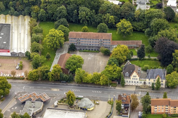 Aerial view, Bürgeramt Hagen Boele and Vincke-Schule in the district Boele in Hagen, Ruhr area, North Rhine-Westphalia, Germany, authority, education, educational institution, DE, Europe, Hagen, educational institute, aerial view, aerial photography, aerial photography, school, overview, bird's eye view, birds-eyes view, overview