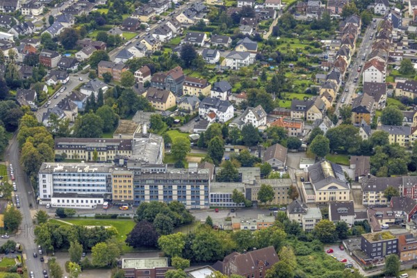 Aerial view, catholic St. Johannes Hospital in the district Boele in Hagen, Ruhr area, North Rhine-Westphalia, Germany, DE, Europe, health care, Hagen, hospital, clinic, clinic centre, hospital, aerial photograph, aerial photography, aerial photography, medical facility, medical aid, overview, bird's-eye view, overview, medical care