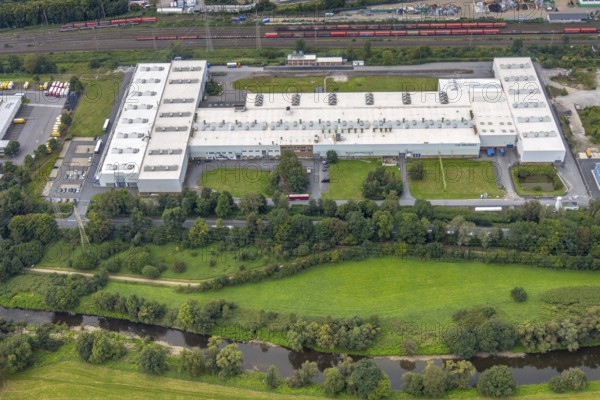 Aerial view, factory premises C.D. Wälzholz Werk KAbel in the industrial area Lennetal in the district Boele in Hagen, Ruhr area, North Rhine-Westphalia, Germany, DE, Europe, commercial enterprises, commercial area, commercial park, commercial location, commercial use, Hagen, industrial area, industrial building, industrial location, aerial view, aerial photography, aerial photography, overview, bird's-eye view, overview