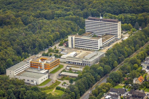 Aerial photograph, Hagen Police Headquarters and IT North Rhine-Westphalia Hagen Branch in the Altenhagen district of Hagen, Ruhr area, North Rhine-Westphalia, Germany, eye of the law, DE, Europe, Hagen, Hoheleye, district police authority, aerial photograph, aerial photography, aerial photography, law enforcement officer, police, police station, state authority, state power, overview, bird's-eye view, bird's-eye view, overview