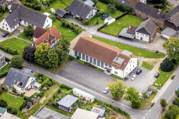 Aerial view, gymnasium Garenfeld in the district Boele in Hagen, Ruhr area, North Rhine-Westphalia, Germany, DE, Europe, Hagen, aerial view, aerial photography, aerial photography, sports, sports facility, overview, bird's-eye view, overview