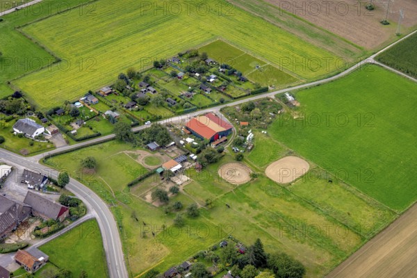 Aerial view, riding stable In den Wiesen in Garenfeld in the district Boele in Hagen, Ruhr area, North Rhine-Westphalia, Germany, DE, Europe, Hagen, aerial view, aerial photography, aerial photography, overview, bird's-eye view, overview