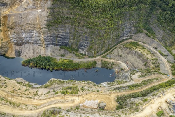 Aerial view, Donnerkuhle quarry Hagen Halden in the district Lennetal in Hagen, Ruhr area, North Rhine-Westphalia, Germany, DE, Europe, Hagen, aerial view, aerial photography, aerial photography, overview, bird's-eye view, overview