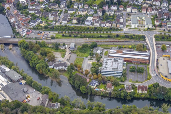 Aerial view, thyssenkrupp Hohenlimburg guest house in the Hohenlimburg district of Hagen, Ruhr area, North Rhine-Westphalia, Germany, DE, Europe, gastronomy, Hagen, aerial view, aerial photography, aerial photography, overview, bird's-eye view, overview