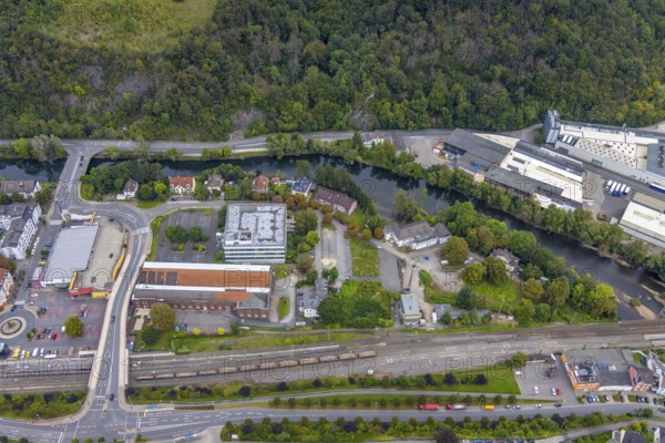 Aerial view, thyssenkrupp Hohenlimburg guest house in the Hohenlimburg district of Hagen, Ruhr area, North Rhine-Westphalia, Germany, DE, Europe, gastronomy, Hagen, aerial view, aerial photography, aerial photography, overview, bird's-eye view, overview