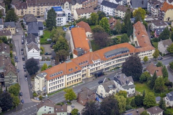 Aerial view, Protestant hospital in the Hohenlimburg district of Hagen, Ruhr area, North Rhine-Westphalia, Germany, DE, Europe, healthcare, Hagen, hospital, clinic, clinic centre, hospital, aerial photograph, aerial photography, aerial photography, medical facility, medical aid, overview, bird's-eye view, overview, medical care