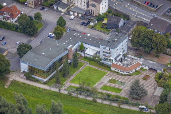 Aerial view, Richard-Römer-Lennebad in the district Hohenlimburg in Hagen, Ruhr area, North Rhine-Westphalia, Germany, DE, Europe, leisure pool, Hagen, aerial view, aerial photography, aerial photography, swimming pool, overview, bird's eye view, birds-eyes view, overview