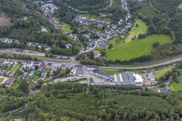 Aerial view, district Rummenohl in Hagen, Ruhr area, North Rhine-Westphalia, Germany, DE, Europe, Hagen, aerial view, aerial photography, aerial photography, overview, bird's-eye view, living and life, birds-eyes view, overview