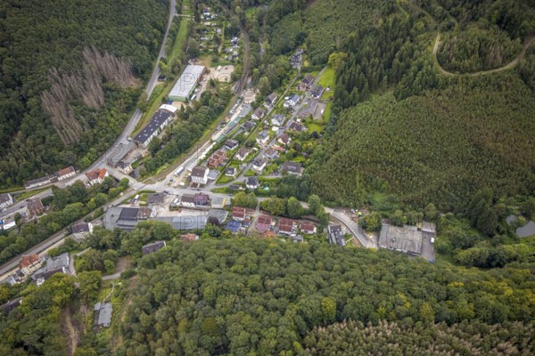 Aerial view, Volmebrücke and Osemundstraße in the district Priorei in Hagen, Ruhr area, North Rhine-Westphalia, Germany, DE, Europe, Hagen, aerial view, aerial photography, aerial photography, overview, bird's eye view, living and life, birds-eyes view, overview