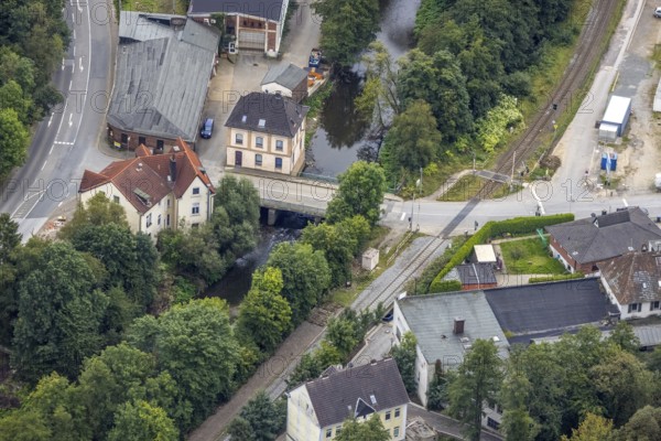 Aerial view, Volmebrücke in the district Priorei in Hagen, Ruhr area, North Rhine-Westphalia, Germany, DE, Europe, Hagen, aerial view, aerial photography, aerial photography, overview, bird's eye view, living and life, birds-eyes view, overview