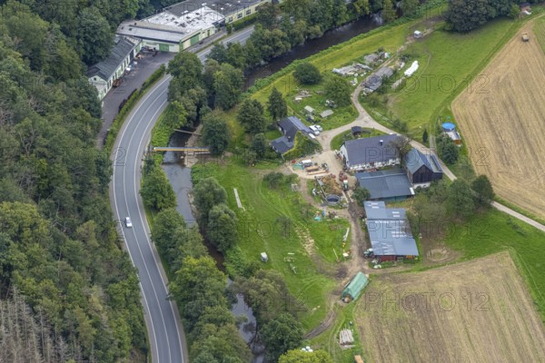 Aerial view, farm on Dahler Straße in the district of Dahl in Hagen, Ruhr area, North Rhine-Westphalia, Germany, DE, Europe, Hagen, aerial view, aerial photography, aerial photography, overview, bird's-eye view, overview