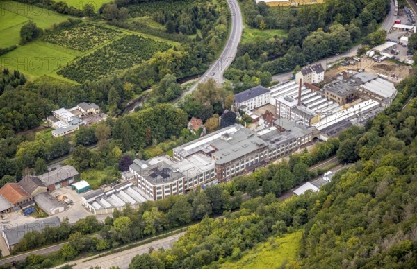 Aerial view, industrial area Delstern with factory premises Wippermann jun. in the district Delstern in Hagen, Ruhr area, North Rhine-Westphalia, Germany, DE, Europe, commercial enterprises, commercial area, commercial park, commercial location, commercial use, Hagen, industrial area, industrial building, industrial location, aerial view, aerial photography, aerial photography, overview, bird's-eye view, birds-eyes view, overview