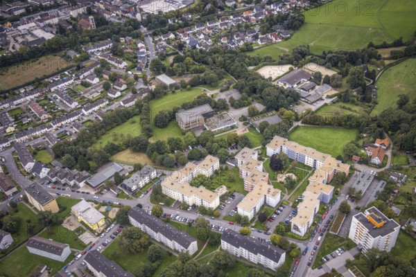 Aerial view, Friedrich-Harkort Grundschule Quambusch an der Twittingstraße in the district Haspe-West in Hagen, Ruhr area, North Rhine-Westphalia, Germany, education, educational institution, DE, Europe, primary school, Hagen, teaching institute, aerial view, aerial photography, aerial photography, school, overview, bird's-eye view, overview