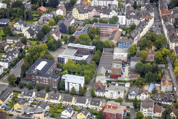 Aerial view, Realschule Haspe and Ernst-Eversbusch-Schule in the district Haspe in Hagen, Ruhr area, North Rhine-Westphalia, Germany, education, educational institution, DE, Europe, Hagen, educational institute, aerial view, aerial photography, aerial photography, Realschule, school, overview, bird's eye view, birds-eyes view, overview