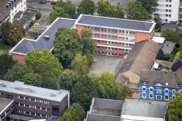 Aerial view, Realschule Haspe in the district Haspe in Hagen, Ruhr area, North Rhine-Westphalia, Germany, education, educational institution, DE, Europe, Hagen, teaching institute, aerial view, aerial photography, aerial photography, Realschule, school, overview, bird's-eye view, overview