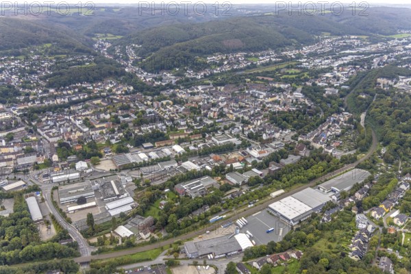 Aerial view, view of Haspe district in Hagen, Ruhr area, North Rhine-Westphalia, Germany, DE, Europe, Hagen, aerial view, aerial photography, aerial photography, overview, bird's-eye view, overview