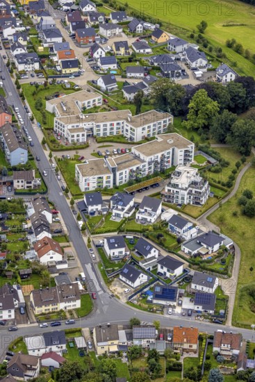 Aerial view, nursing home Harkorten in the district Haspe-West in Hagen, Ruhr area, North Rhine-Westphalia, Germany, retirement home, old people's home, care and nursing, DE, Europe, property tax, Hagen, Harkortstraße, real estate, aerial view, aerial photography, aerial photography, care facility, retirement home, retirement residence, retirement home, senior centre, overview, bird's eye view, residential complex, living and living, residential area, residential buildings, residential quality, residential quarter, residential estate, birds-eyes view, overview
