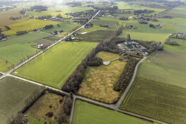 Aerial photo Lerche shaft of Ost colliery in Hamm, Ruhr area, North Rhine-Westphalia, Germany, Ost colliery, Ost colliery shaft, DE, Europe, Hamm, aerial photo, aerial photograph, aerial photography, aerial photography, Rhine-Ruhr metropolitan region, shaft, overview, bird's eye view, colliery, birds-eyes view, overview