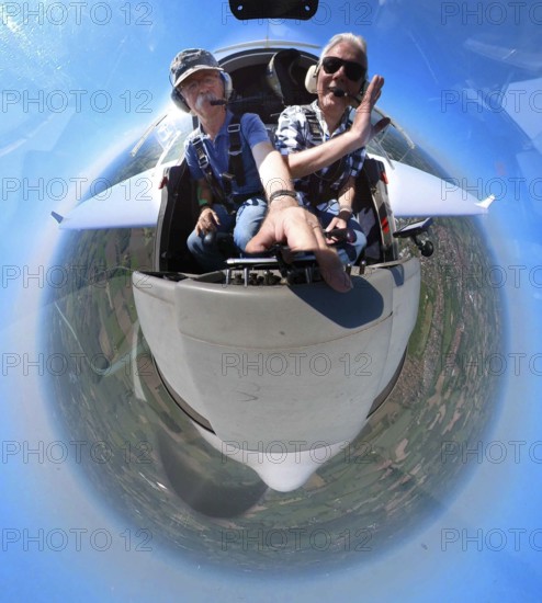 Aerial photography, fisheye view PIloten, Haltern-Stadt, Haltern am See, Ruhr area, North Rhine-Westphalia, Germany, DE, Europe, fisheye view, fisheye lens, aerial photography, aerial photography, overview, ultra wide angle, bird's eye view, birds-eyes view, fisheye lens, overview
