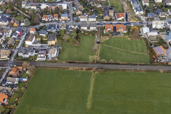 Aerial view open space between Telemannstraße and Verdistraße in Hamm, Ruhr area, North Rhine-Westphalia, Germany, DE, Europe, Hamm, aerial view, aerial photograph, aerial photography, aerial photography, Rhine-Ruhr metropolitan region, overview, bird's-eye view, meadows and fields, birds-eyes view, overview