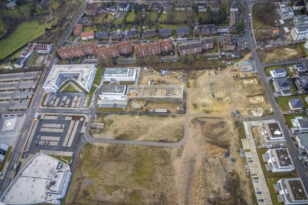 Building area Paracelsuspark with innovation centre and new residential buildings, SCI:Q Science Quarter Hamm, Bad Hamm, Hamm, Ruhr area, North Rhine-Westphalia, Germany, education, educational institution, DE, Europe, business park, industrial area, aerial view, aerial photograph, aerial photography, aerial photography, Marker Allee, Rhine-Ruhr metropolitan region, Paracelsuspark, Science Quarter Hamm, Techpark, overview, university, bird's-eye view, science quarter, birds-eyes view, overview