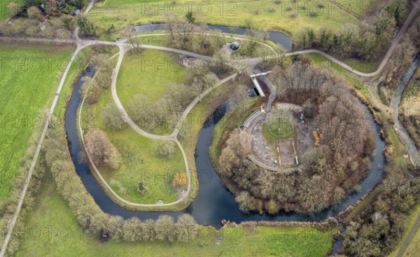 Aerial view marker Burghügel in Hamm, Ruhr area, North Rhine-Westphalia, Germany, Burghügel Mark, DE, Europe, Hamm, aerial view, aerial photograph, aerial photography, aerial photography, Rhine-Ruhr metropolitan region, overview, bird's-eye view, overview