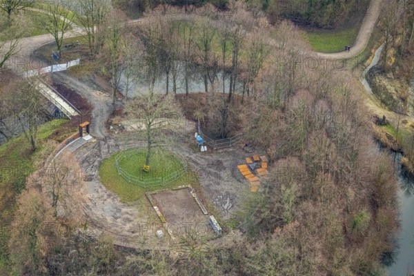 Aerial view Marker Burghügel in Hamm, Ruhr area, North Rhine-Westphalia, Germany, Burg, Burg Mark, Burghügel Mark, Burgplatz, DE, Europe, Gräfte, Hamm, autumn colours, aerial view, aerial photograph, aerial photography, aerial photography, Rhine-Ruhr metropolitan region, local recreation area, sight, Soester Straße, overview, bird's-eye view, historical, overview