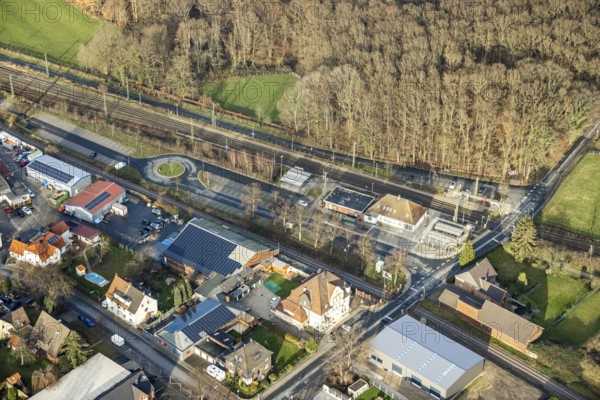 Aerial view Hamm-Bockum-Hövel railway station in Hamm, Ruhr area, North Rhine-Westphalia, Germany, railway tracks, railway station, DE, Deutsche Bahn AG, Europe, railway tracks, Hamm, aerial view, aerial photograph, aerial photography, aerial photography, Rhine-Ruhr metropolitan region, overview, bird's-eye view, bird's-eye view, overview