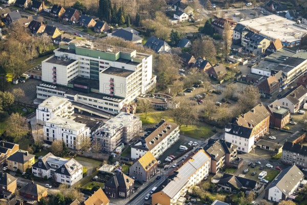 Aerial view St. Josef-Krankenhaus Hamm-Bockum-Hövel in Hamm, Ruhr area, North Rhine-Westphalia, Germany, DE, Europe, healthcare, Hamm, hospital, clinic, clinic centre, hospital, aerial view, aerial photograph, aerial photography, aerial photography, medical facility, medical aid, Rhine-Ruhr metropolitan region, emergency service, overview, bird's-eye view, overview, medical care