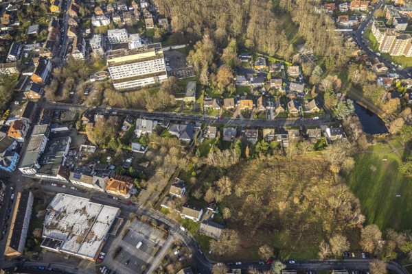 Aerial view St. Josef-Krankenhaus Hamm-Bockum-Hövel in Hamm, Ruhr area, North Rhine-Westphalia, Germany, DE, Europe, healthcare, Hamm, hospital, clinic, clinic centre, hospital, aerial view, aerial photograph, aerial photography, aerial photography, medical facility, medical aid, Rhine-Ruhr metropolitan region, emergency service, overview, bird's-eye view, overview, medical care