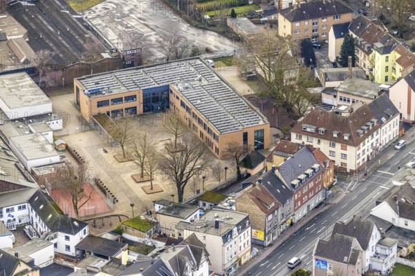Aerial view Wilhelm-bush-Schule in Hamm, Ruhr area, North Rhine-Westphalia, Germany, education, educational institution, DE, Europe, Hamm, teaching institute, aerial view, aerial photograph, aerial photography, aerial photography, Rhine-Ruhr metropolitan region, school, overview, bird's eye view, Wilhelmstraße, birds-eyes view, overview