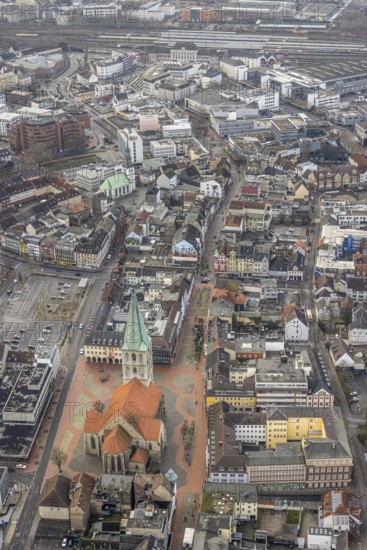 Aerial view, Hamm, Ruhr area, North Rhine-Westphalia, Germany, place of worship, City, DE, Europe, religious community, place of worship, holy place, city centre, church, parish, denomination, aerial photograph, aerial photography, aerial photography, Rhine-Ruhr metropolitan region, religion, religious site, city centre, overview, bird's-eye view, overview