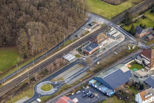 Aerial view Hamm-Bockum-Hövel railway station in Hamm, Ruhr area, North Rhine-Westphalia, Germany, railway tracks, railway station, DE, Deutsche Bahn AG, Europe, railway tracks, Hamm, aerial view, aerial photography, aerial photography, aerial photography, Rhine-Ruhr metropolitan region, overview, bird's-eye view, bird's-eye view, overview